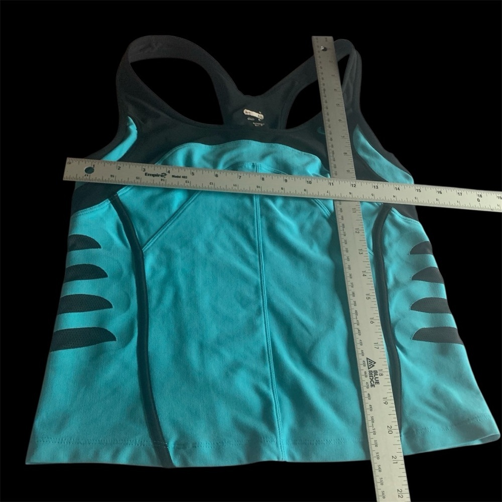 Nike Tank Top Scoop Neck With Shelf Sports Tech Tank Black Aqua M/S - Picture 14 of 15
